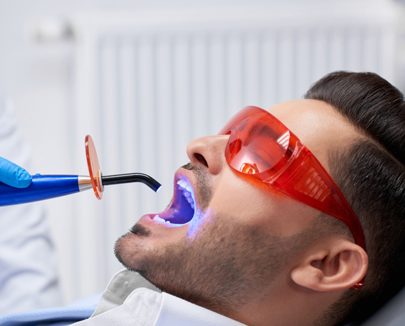 patient receiving dental fillings