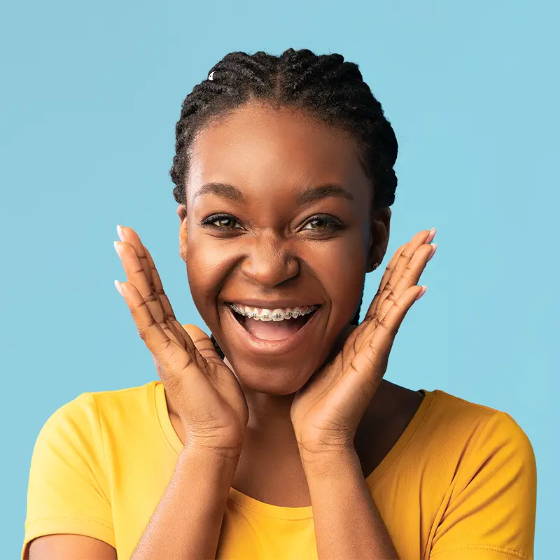 Woman smiling with braces