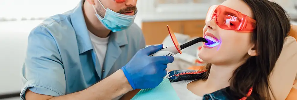 Woman getting dental filling