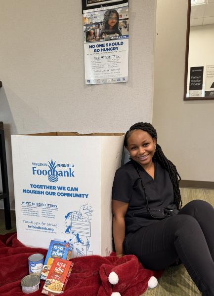 Food drive for the Virginia Food Bank collected by cosmetic dentist office The Foleck Center