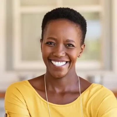 Woman happy with new dentures